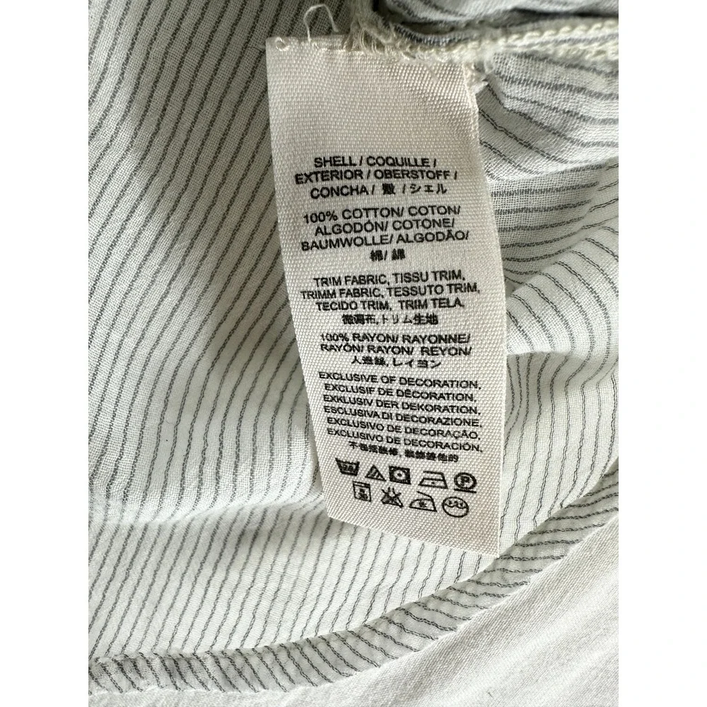 Free People Striped Floral Sheer Yoke Tunic Blouse Gray White Small FLAWED